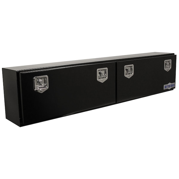 TOP MOUNT, BLACK STEEL TRUCK TOOL BOX 72INLX12INWX16INH DOUBLE DOOR